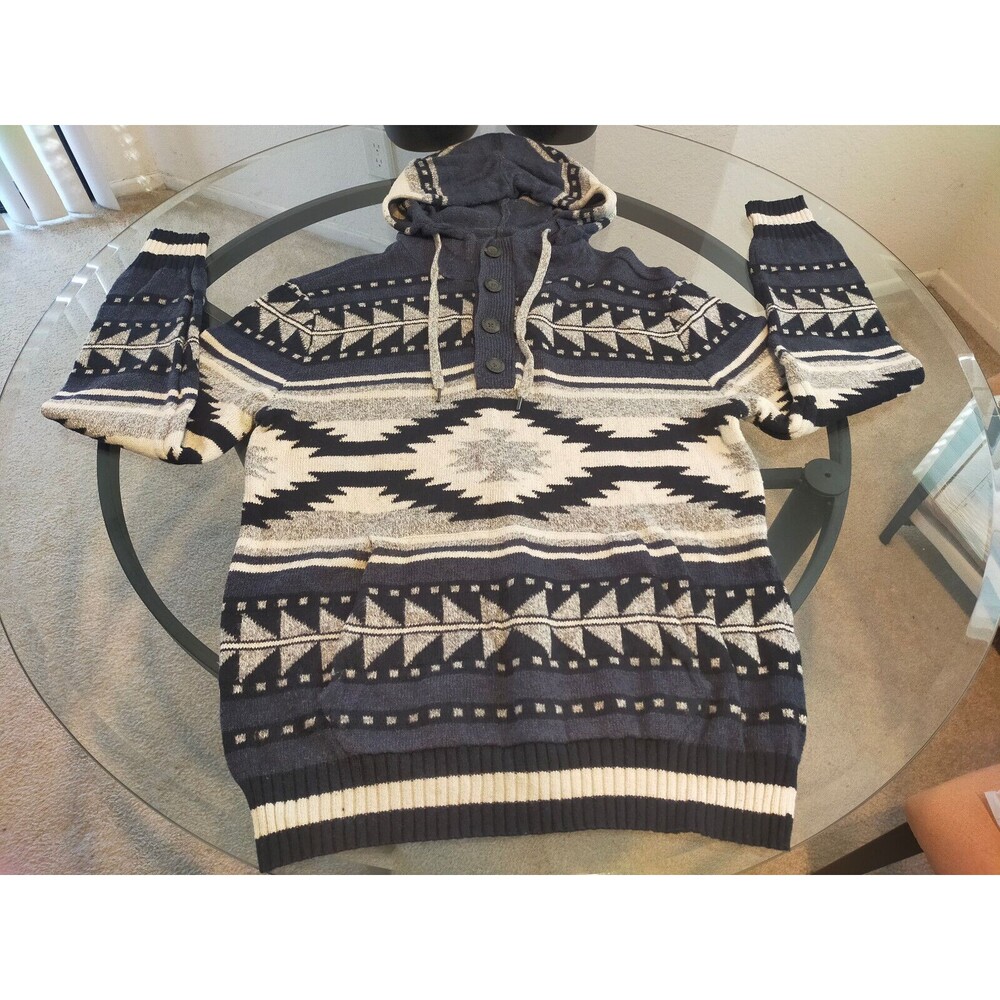 American Eagle Aztec Pattern Multicolor Hooded Sweater Size Medium